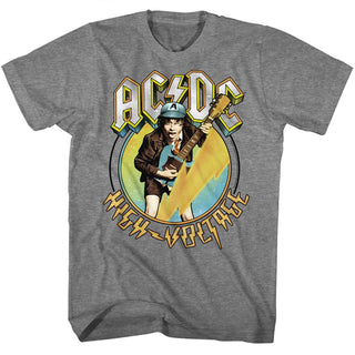 AC/DC - Blue Yellow Voltage | Graphite Heather S/S Adult T-Shirt - Coastline Mall