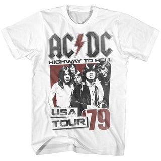 AC/DC - Hell Tour 79 Logo White Adult Short Sleeve T-Shirt tee - Coastline Mall