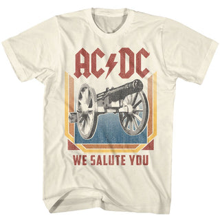 AC/DC - Salute Logo Natural Adult Short Sleeve T-Shirt tee - Coastline Mall