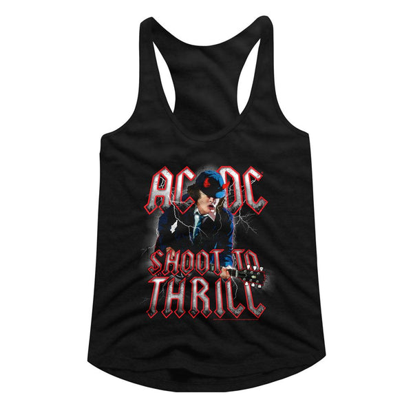 AC/DC - Shoot To Thrill Logo Black Ladies Racerback Tank Top T-Shirt tee - Coastline Mall