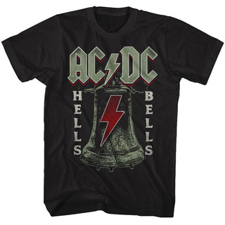 AC/DC - Hells Bells Logo Black Adult Short Sleeve T-Shirt tee - Coastline Mall