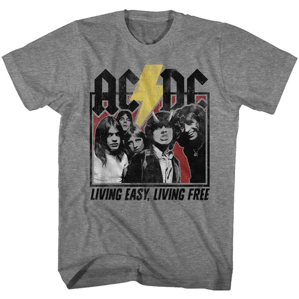 AC/DC - HWY2HELL Lyrics Logo Graphite Heather Adult Short Sleeve T-Shirt tee - Coastline Mall