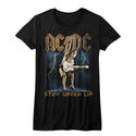 AC/DC Stiff Logo Black Ladies Bella Short Sleeve T-Shirt tee - Coastline Mall