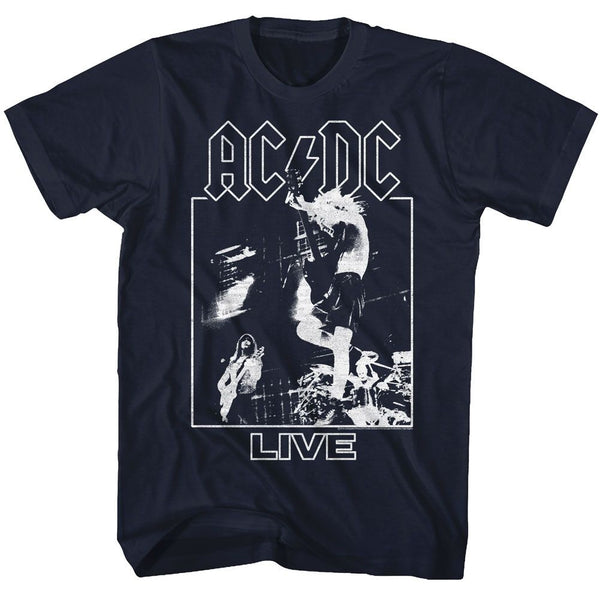 AC/DC - Live Logo Navy Adult Short Sleeve T-Shirt tee - Coastline Mall