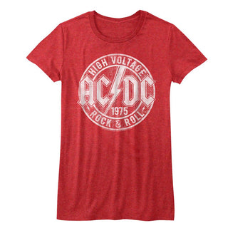 AC/DC - R&R - Red Heather Ladies Short Sleeve T-Shirt - Coastline Mall