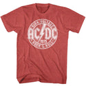 AC/DC - R&R Logo Red Heather Adult Short Sleeve T-Shirt tee - Coastline Mall