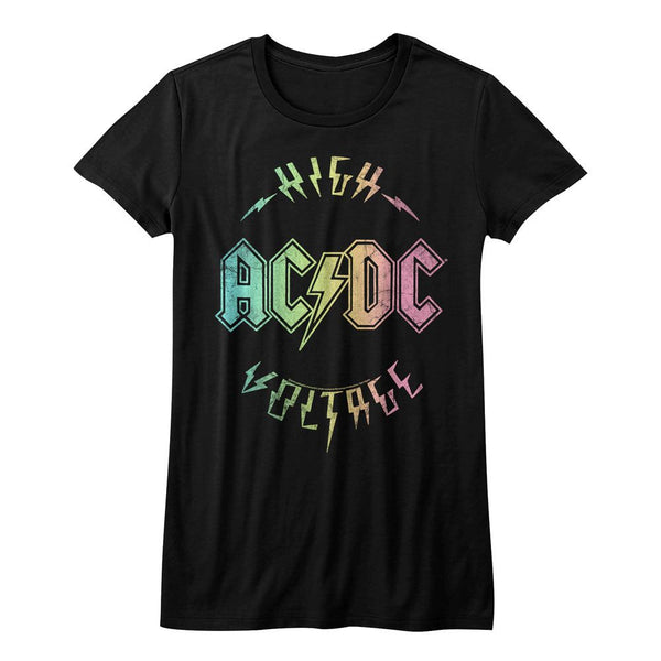 AC/DC - Multicolor Voltage | Black Ladies S/S T-Shirt - Coastline Mall