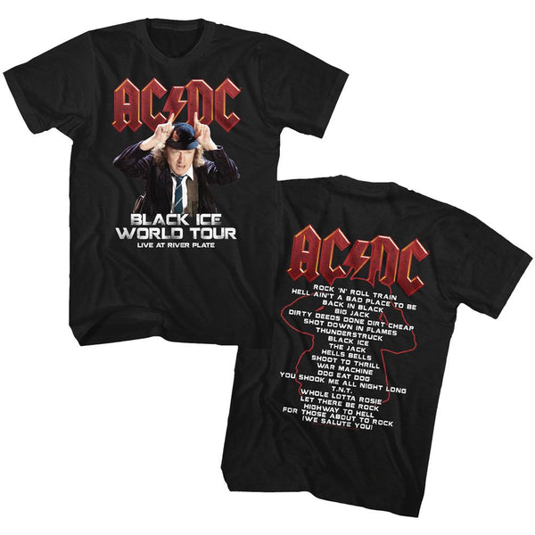 AC/DC - Black Ice Tour | Black Adult S/S Front&Back Print T-Shirt - Coastline Mall