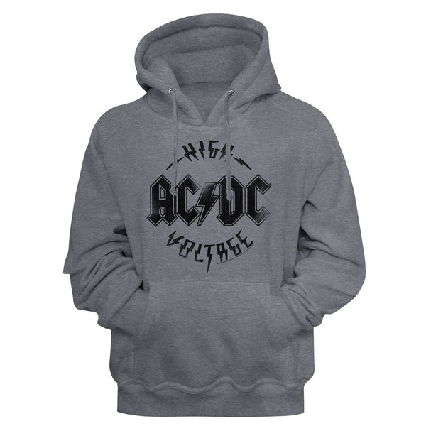 AC/DC - High Voltage | Gunmetal Heather L/S Pullover Adult Hoodie - Coastline Mall