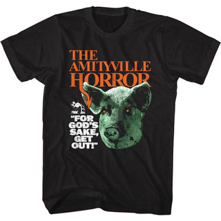 Amityville Horror-Pig Head-Black Adult S/S Tshirt | Clothing, Shoes & Accessories:Men's Clothing:T-Shirts - Coastline Mall