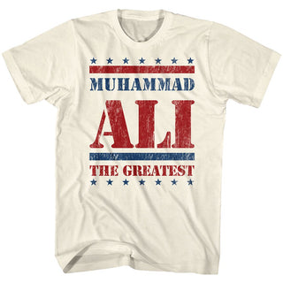 Muhammad Ali-Stars&Stars&Stars-Natural Adult S/S Tshirt - Coastline Mall