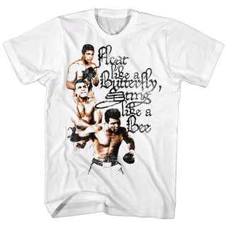 Muhammad Ali-3 Poses-White Adult S/S Tshirt - Coastline Mall
