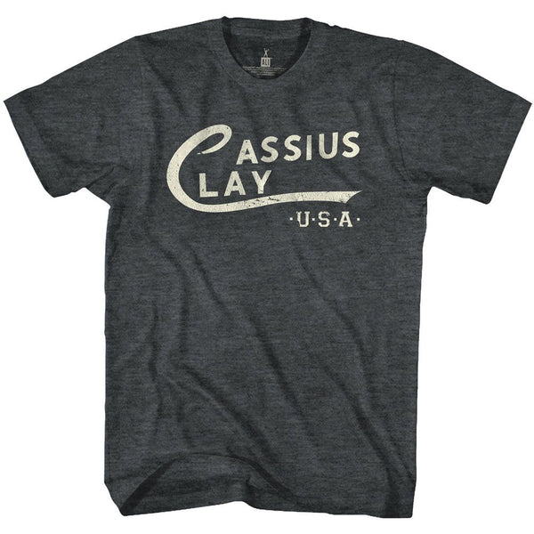 Muhammad Ali-Cassius Clay Logo-Black Heather Adult S/S Tshirt - Coastline Mall