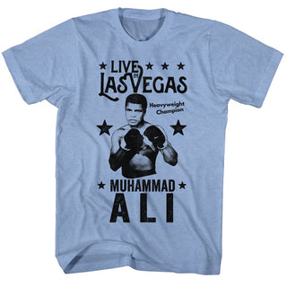 Muhammad Ali-Liveinvegas-Light Blue Heather Adult S/S Tshirt - Coastline Mall