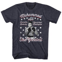 Muhammad Ali-Vintage Greatest-Navy Heather Adult S/S Tshirt - Coastline Mall