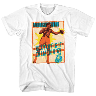 Muhammad Ali-Bright Poster-White Adult S/S Tshirt - Coastline Mall