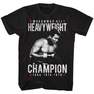 Muhammad Ali-Heavy Champ-Black Adult S/S Tshirt - Coastline Mall