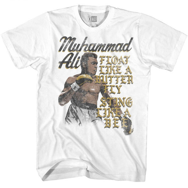 Muhammad Ali-Floatsting-White Adult S/S Tshirt - Coastline Mall