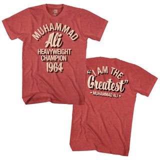 Muhammad Ali - HC64Fb Logo Red Heather Front and Back Print Adult Short Sleeve T-Shirt tee - Coastline Mall