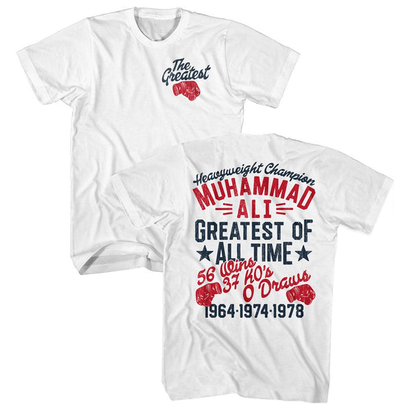 Muhammad Ali-The Greatest Glove-White Adult S/S Front-Back Print Tshirt - Coastline Mall