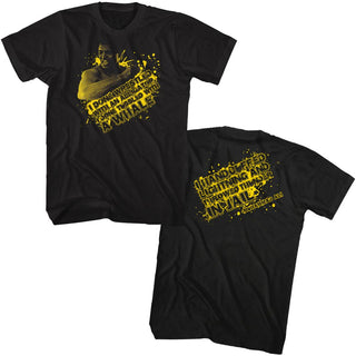 Muhammad Ali - Handcuff Lightning Logo Black Front and Back Print Adult Short Sleeve T-Shirt tee - Coastline Mall