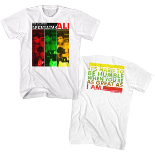 Muhammad Ali-The Champion-White Adult S/S Front-Back Print Tshirt - Coastline Mall