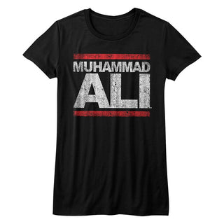 Muhammad Ali-Run Ali-Black Ladies S/S Tshirt - Coastline Mall