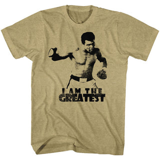 Muhammad Ali-I Am The Greatest-Khaki Heather Adult S/S Tshirt - Coastline Mall