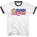 Anchorman-Ch 4 News Logo-White/Black Adult S/S Ringer Tshirt - Coastline Mall