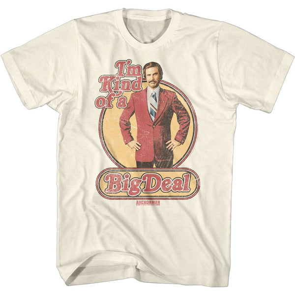 Anchorman-Retro Big Deal-Natural Adult S/S Tshirt - Coastline Mall