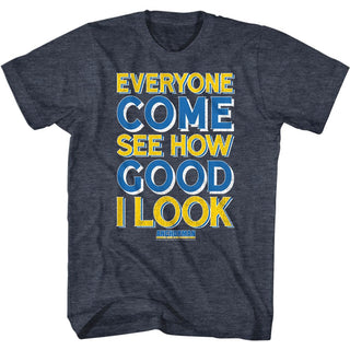 Anchorman-Good I Look Type-Navy Heather Adult S/S Tshirt - Coastline Mall