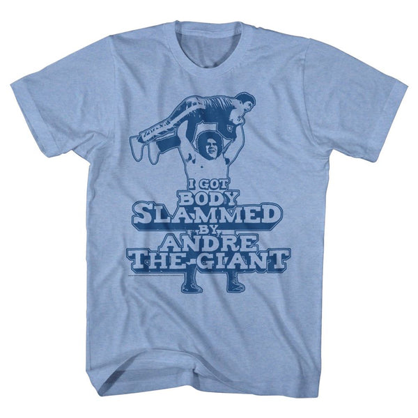 Andre The Giant-Slammed-Light Blue Heather Adult S/S Tshirt - Coastline Mall