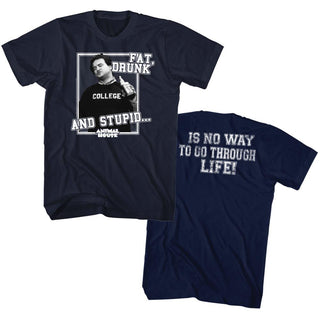 Animal House-Drunk And Stupid-Navy Adult S/S Front-Back Print Tshirt - Coastline Mall