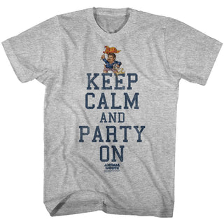 Animal House-Party On-Gray Heather Adult S/S Tshirt - Coastline Mall