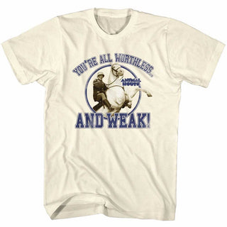 Animal House-Worthless And Weak-Natural Adult S/S Tshirt - Coastline Mall