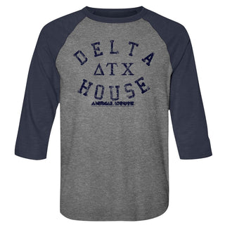 Animal House-Delta House-Premium Heather/Vintage Navy Adult 3/4 Sleeve Raglan - Coastline Mall