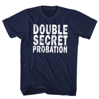 Animal House-Double Secret Probation-Navy Adult S/S Tshirt - Coastline Mall