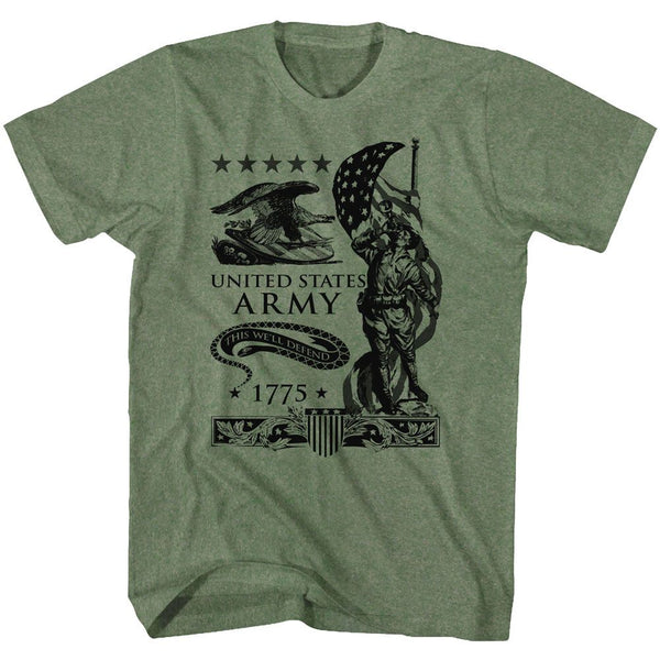 Army-This We'll Defend-Military Green Heather Adult S/S Tshirt - Coastline Mall