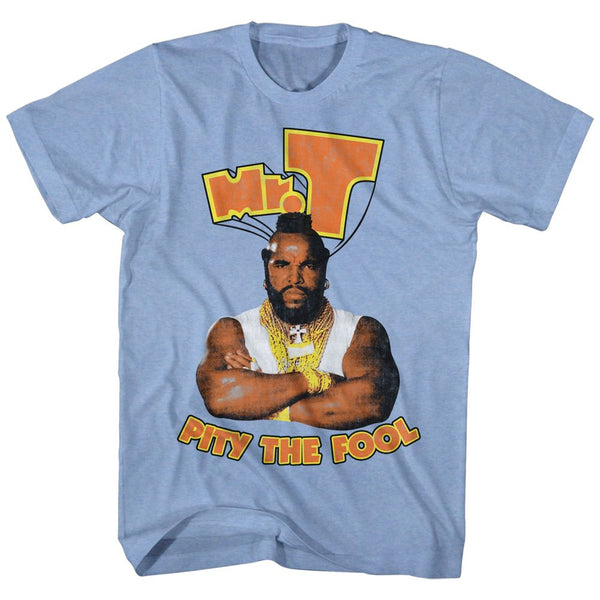 Mr. T-Pity-Light Blue Heather Adult S/S Tshirt - Coastline Mall