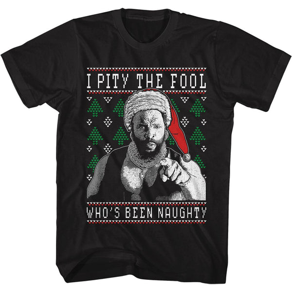 Mr. T - Who's Been Naughty Logo Black Short Sleeve Adult T-Shirt tee - Coastline Mall