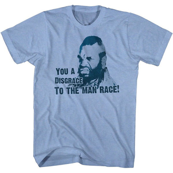 Mr. T-Disgrace2-Light Blue Heather Adult S/S Tshirt - Coastline Mall