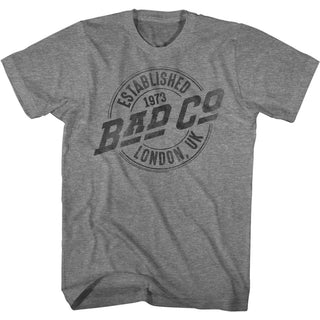 Bad Company - Faded Logo Graphite Heather Adult Short Sleeve T-Shirt tee - Coastline Mall