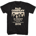 Bad Company - In Concert '76 Logo Black Adult Short Sleeve T-Shirt tee - Coastline Mall