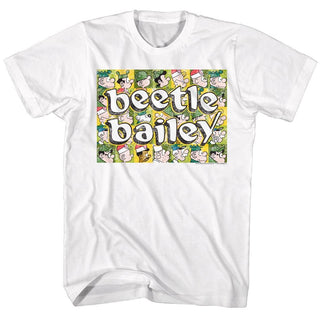 Beetle Bailey-Beetle Squares-White Adult S/S Tshirt - Coastline Mall