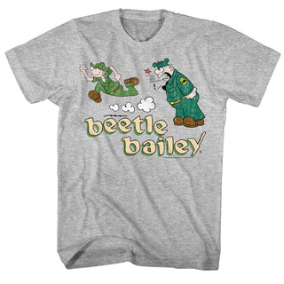 Beetle Bailey-Beetle Run Sarge Yell-Gray Heather Adult S/S Tshirt - Coastline Mall