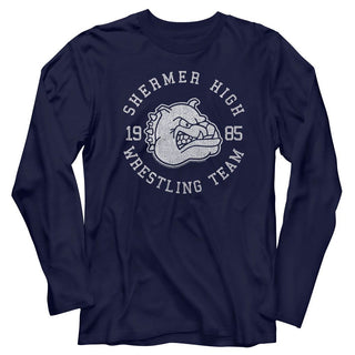 Breakfast Club - Wrestling Team Logo Navy Adult Long Sleeve T-Shirt tee - Coastline Mall