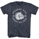 Breakfast Club - Wrestling Team Logo Navy Heather Adult Short Sleeve T-Shirt tee - Coastline Mall