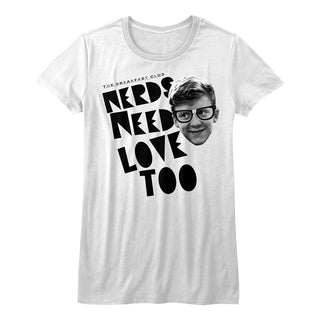 Breakfast Club-Nerd Love-White Ladies Bella S/S Tshirt - Coastline Mall