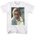 The Big Lebowski - The Dude Logo White Adult Short Sleeve T-Shirt tee - Coastline Mall