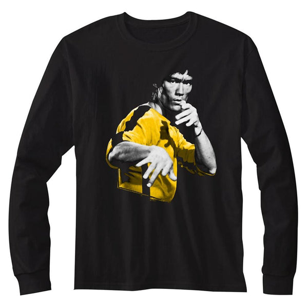 Bruce Lee-Hooowah-Black Adult L/S Tshirt - Coastline Mall